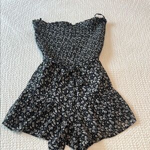 She + Sky Black and White Floral Jumpsuit